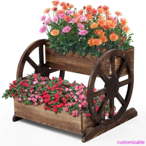 Wooden Wagon Planter Box