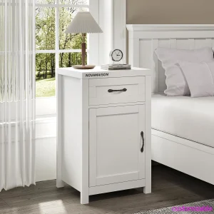 30” Tall Rustic Nightstand with Drawer and Storage Cabinet