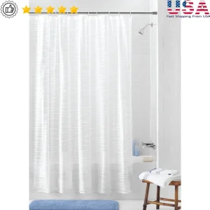 Waterproof PEVA Shower Curtain Set with Decorative Wave Design