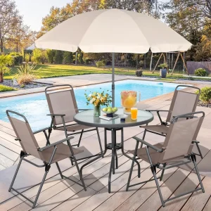 6 Piece Folding Patio Dining Set