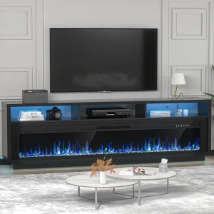 70" Fireplace TV Stand for TVs Up to 80" with 64" Electric Fireplace